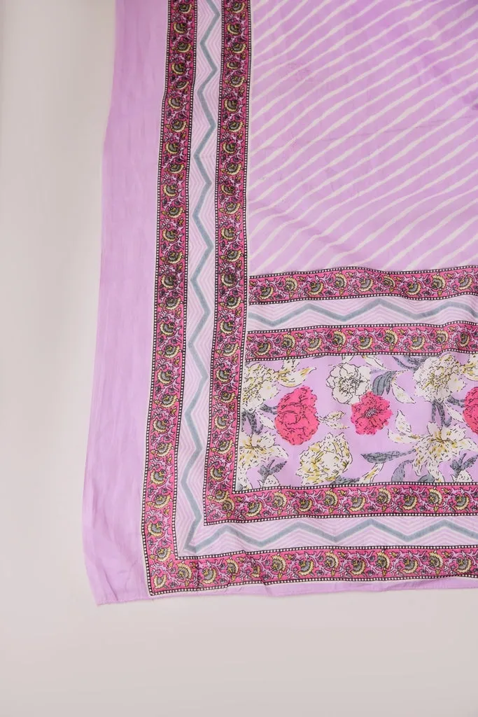 Neerus Lilac Straight Embellished Kurta And Trousers With Dupatta