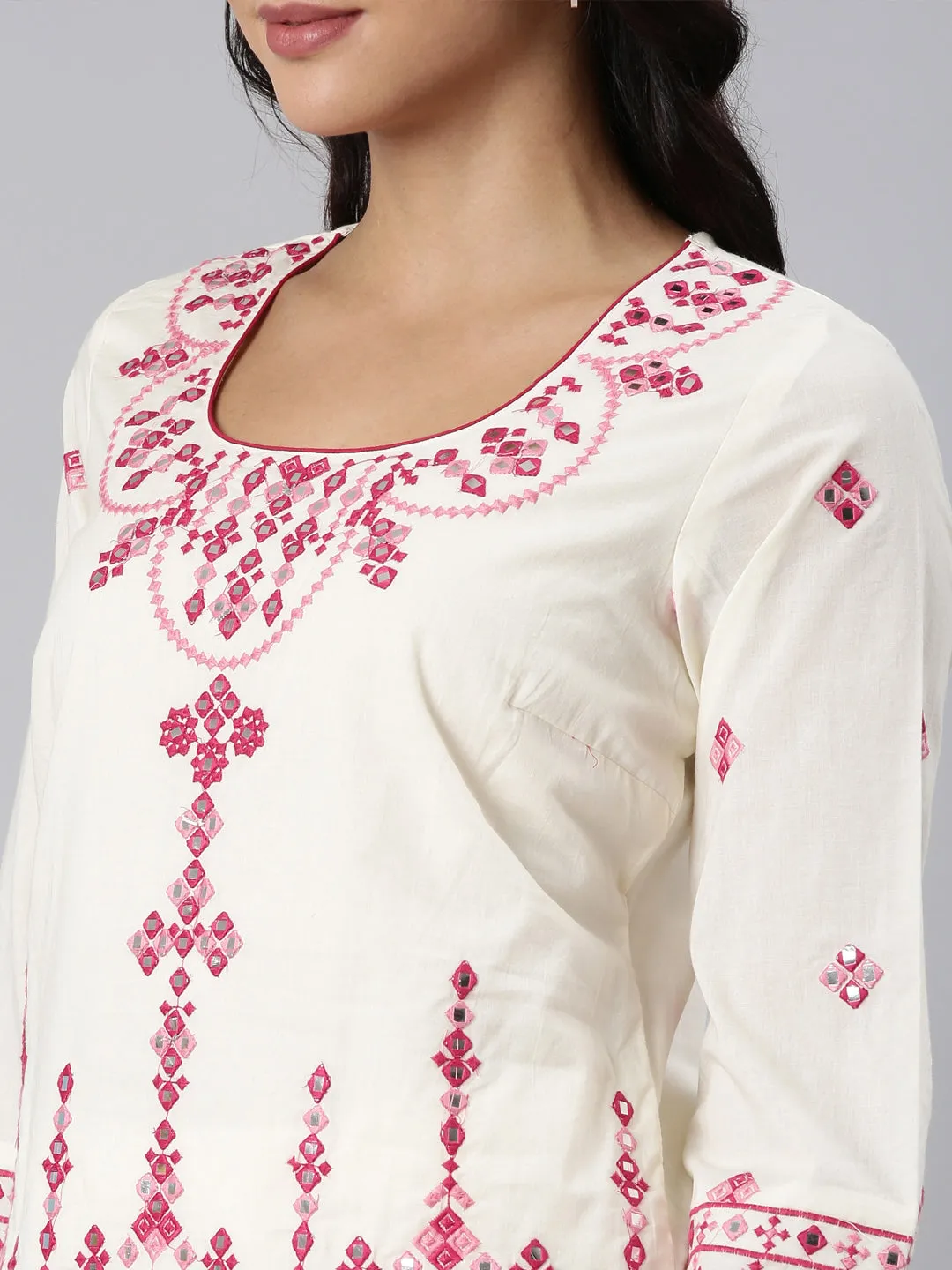 Neerus Pink Panelled Straight Yoke Design Kurti And Sharara With Dupatta