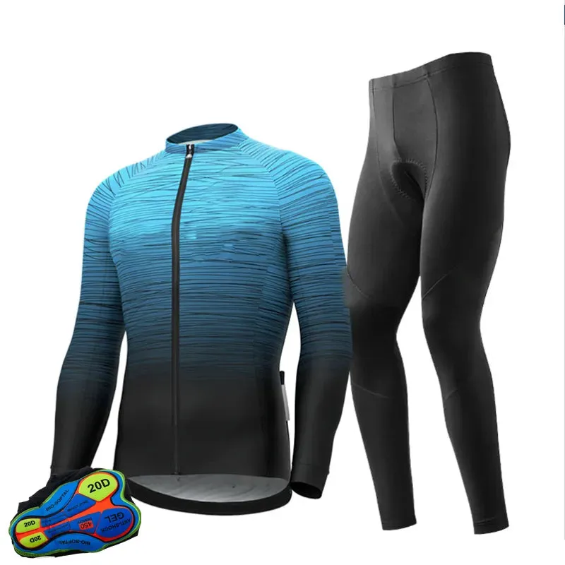 New Winter Thermal Fleece Set Cycling Clothes Men's Jersey Suit Sport Riding Bike MTB Clothing Bib Pants Warm Sets