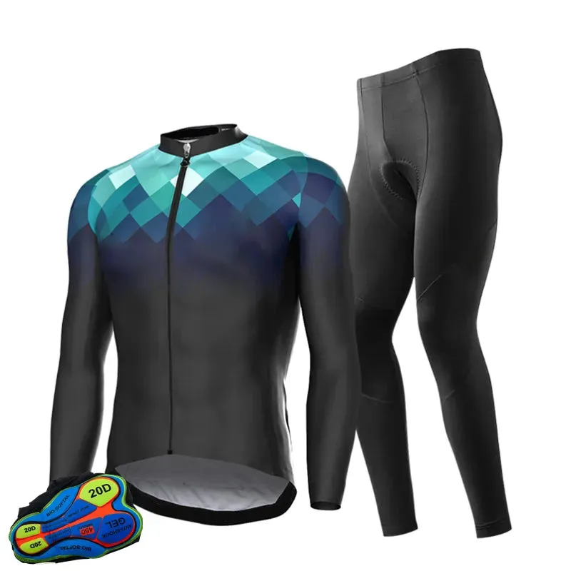 New Winter Thermal Fleece Set Cycling Clothes Men's Jersey Suit Sport Riding Bike MTB Clothing Bib Pants Warm Sets