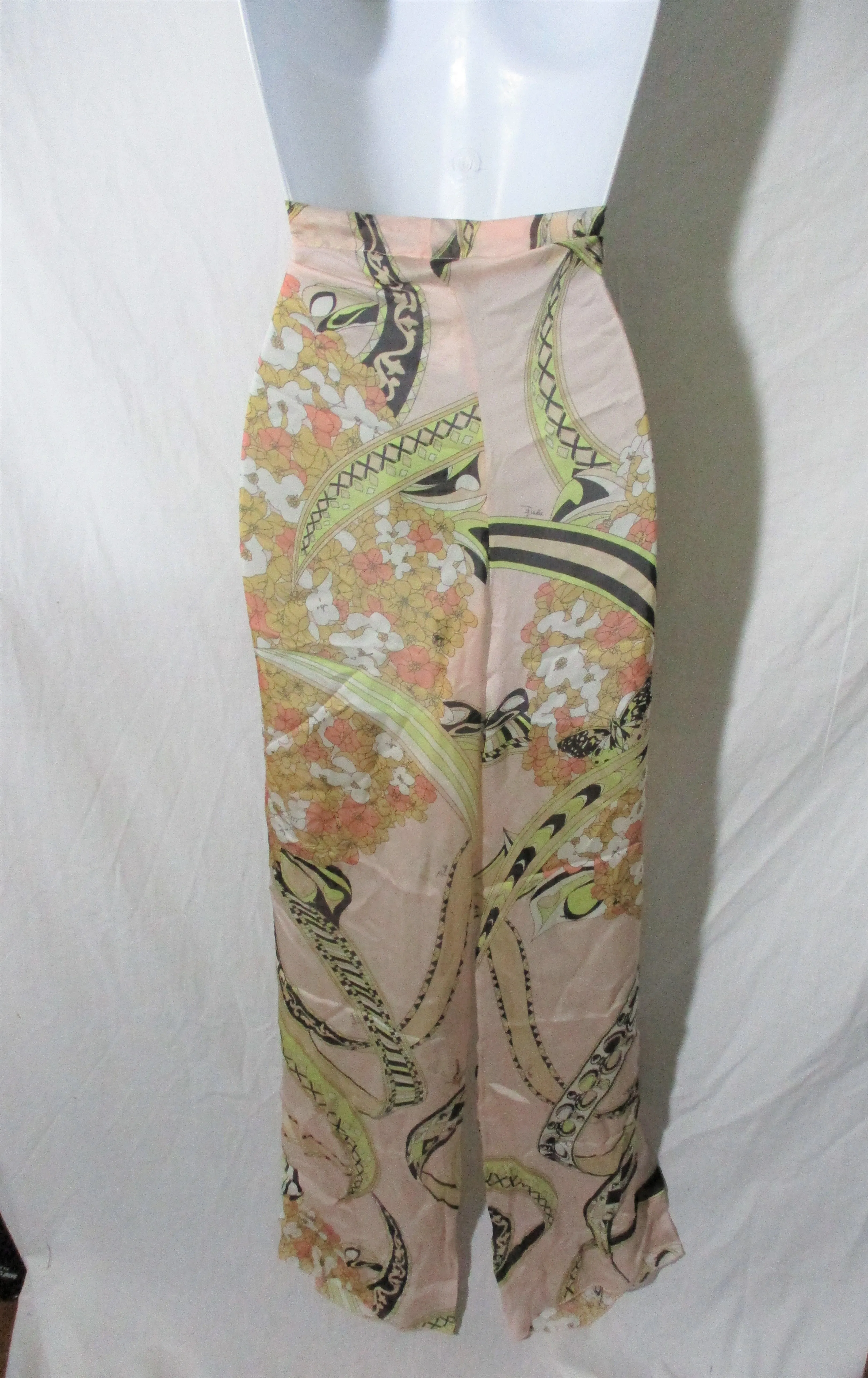 NWT NEW EMILIO PUCCI SILK Mod Italy Trousers Pants FLOWER FLORAL 42