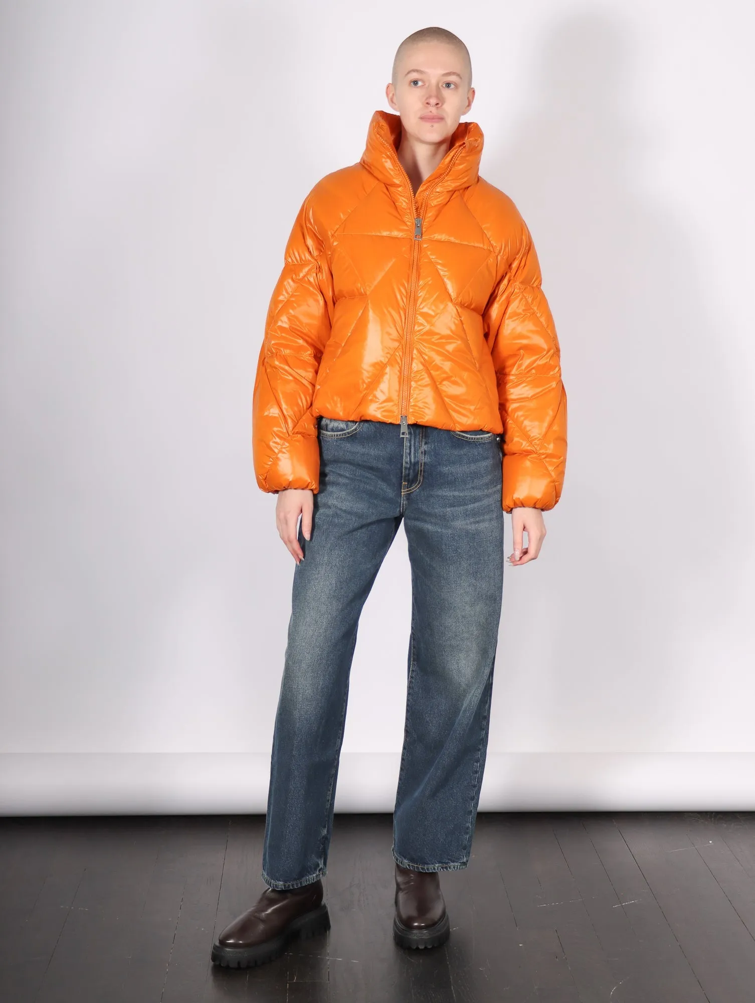 Padded Down Jacket in Orange by Liviana Conti