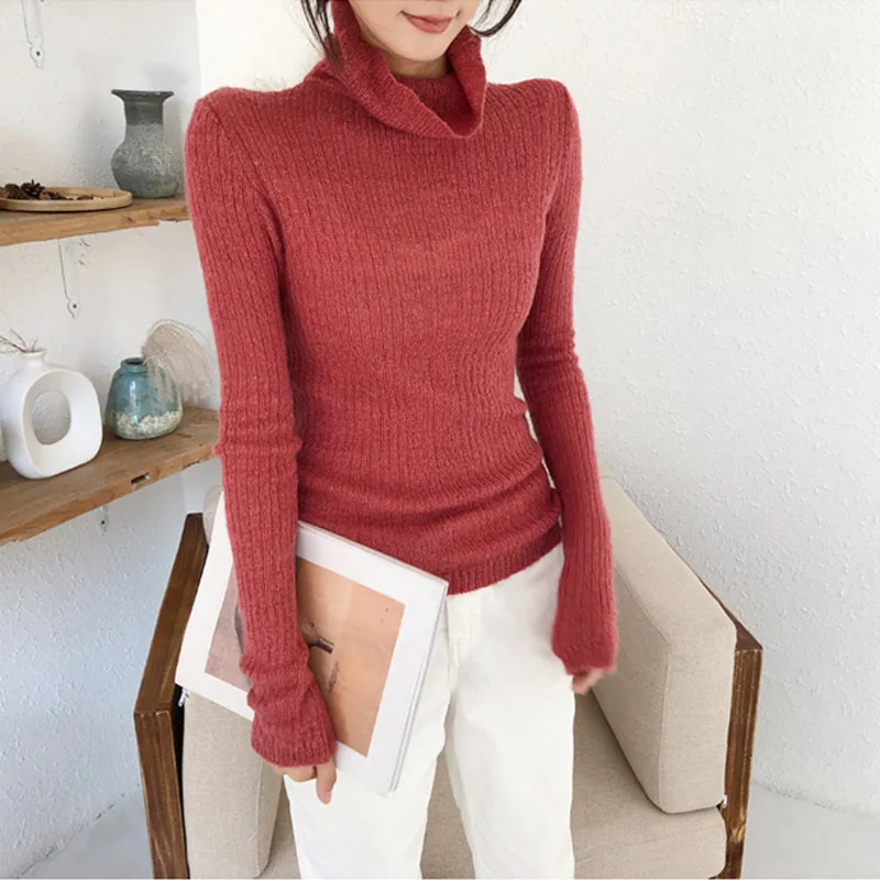 Pink Sweater Women Bodycon Pullover Casual