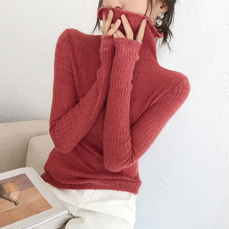 Pink Sweater Women Bodycon Pullover Casual