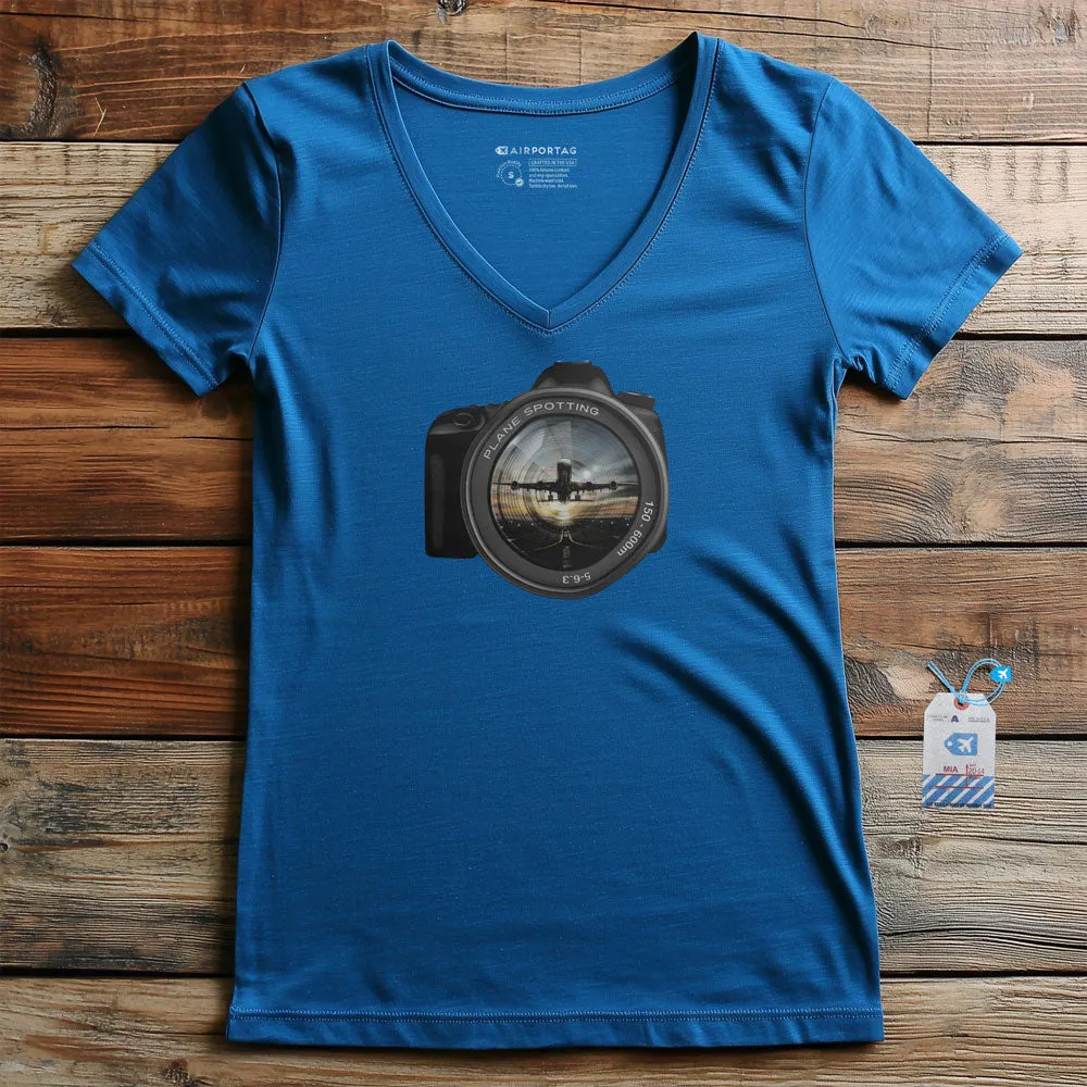 Plane Spotting Lens - Women's V-Neck T-Shirt