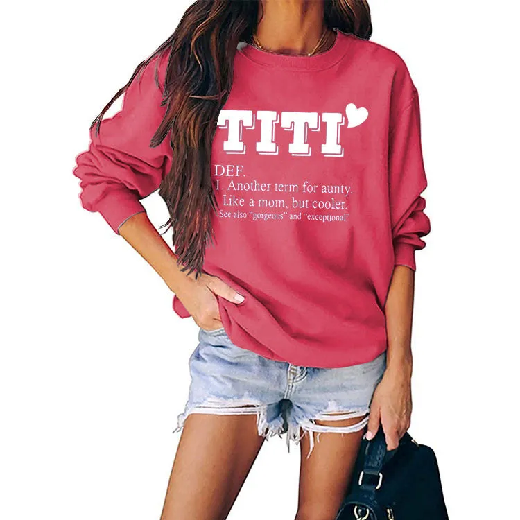 Pullover Round Neck Long Sleeve Loose Printed Sweater