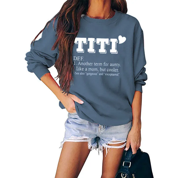 Pullover Round Neck Long Sleeve Loose Printed Sweater