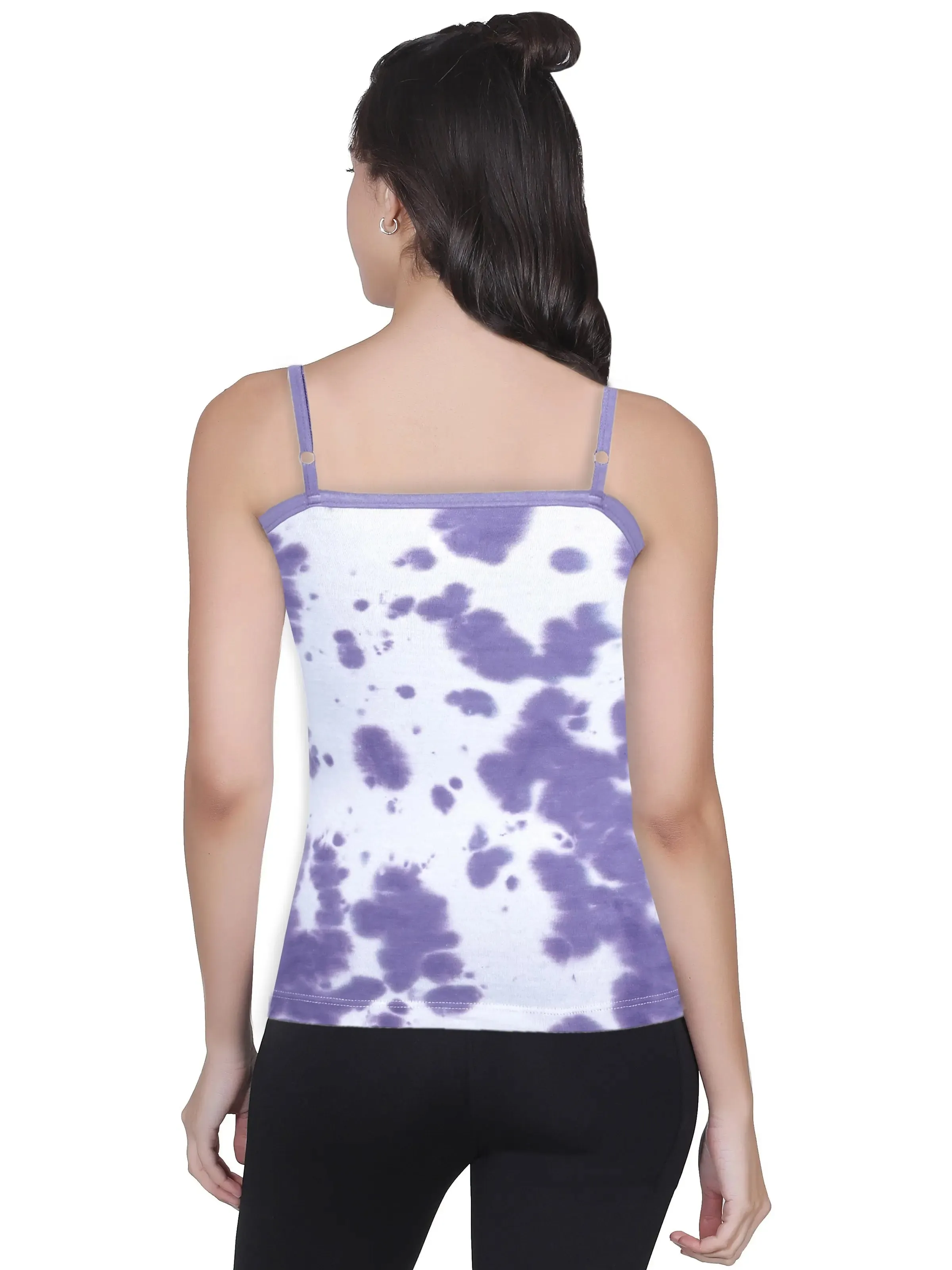 PURPLE TIE DYE HIGH COVERAGE COTTON PADDED CAMISOLE BRA | ADJUSTABLE STRAP