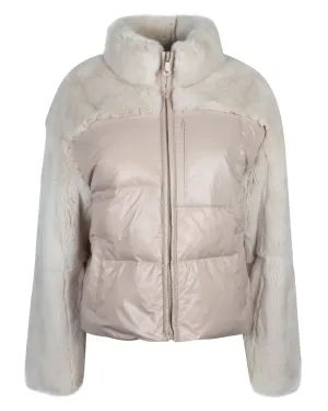 Rex Rabbit Down Filled Puffer Jacket in Champagne