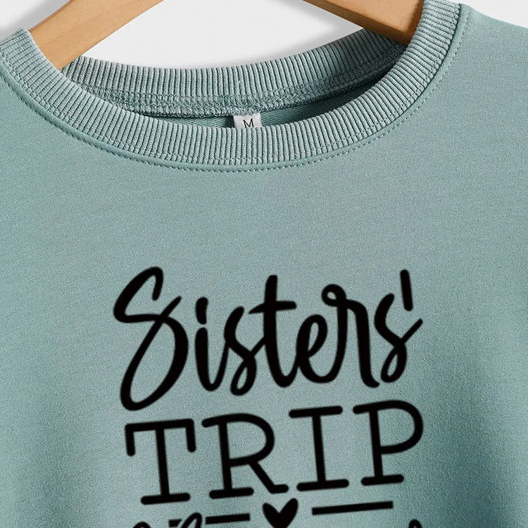 Sisters TRIP Cheaper Letter Loose Long Sleeve Sweater