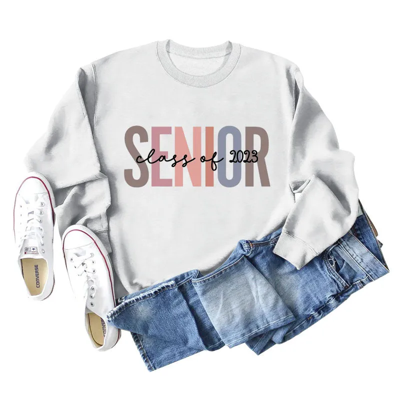 Spot Senior Class of 2023 Letter Loose Casual Long-sleeved Sweater Women