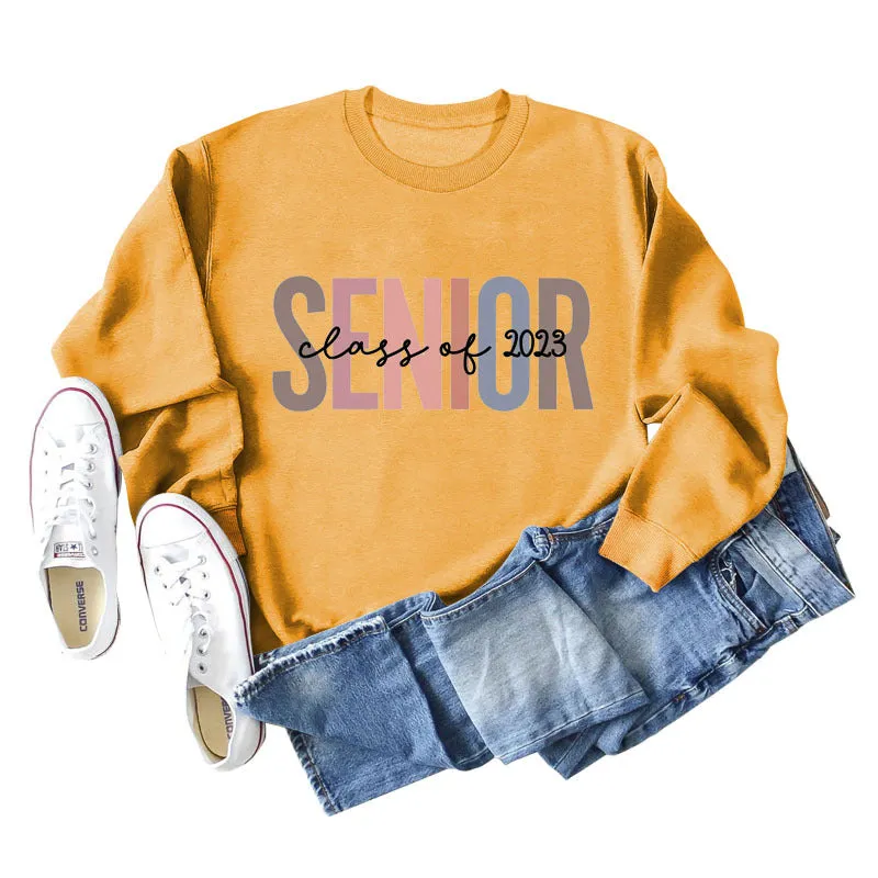 Spot Senior Class of 2023 Letter Loose Casual Long-sleeved Sweater Women