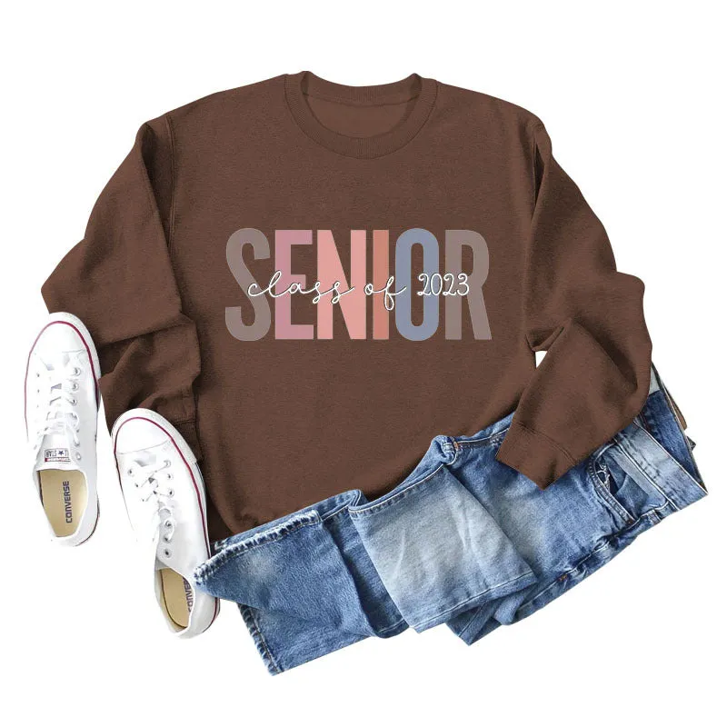 Spot Senior Class of 2023 Letter Loose Casual Long-sleeved Sweater Women