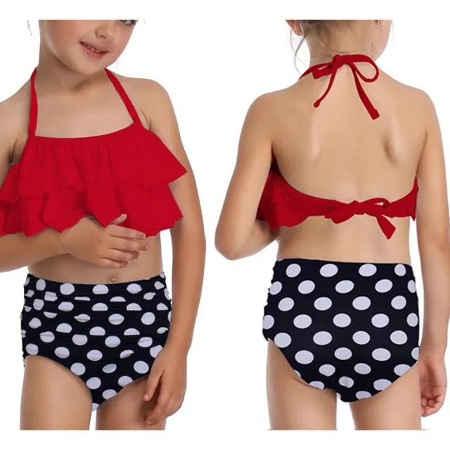 Stylish Cute Floral Print Bikini Sets For 2 -14 Years Old Girls