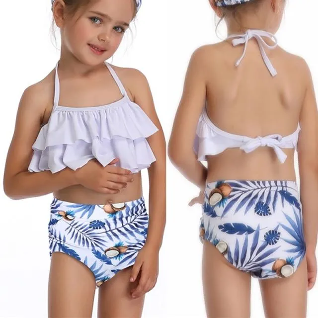 Stylish Cute Floral Print Bikini Sets For 2 -14 Years Old Girls