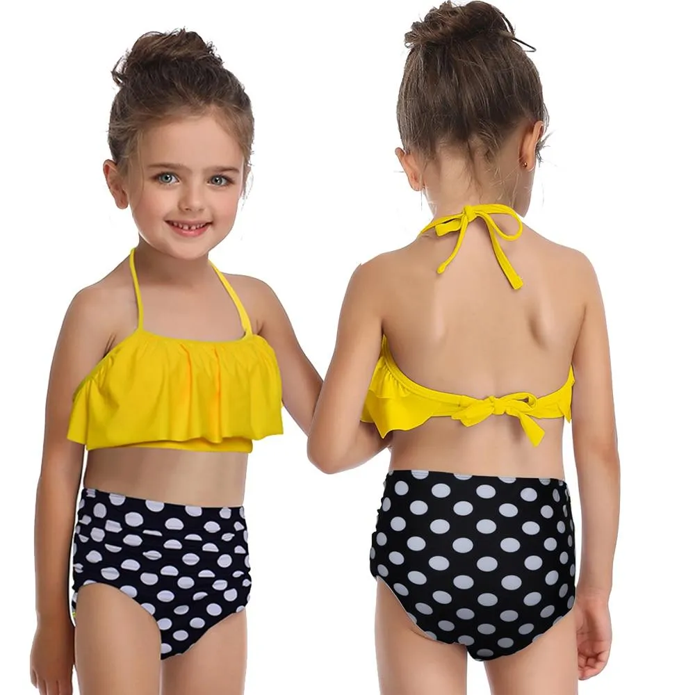 Stylish Cute Floral Print Bikini Sets For 2 -14 Years Old Girls