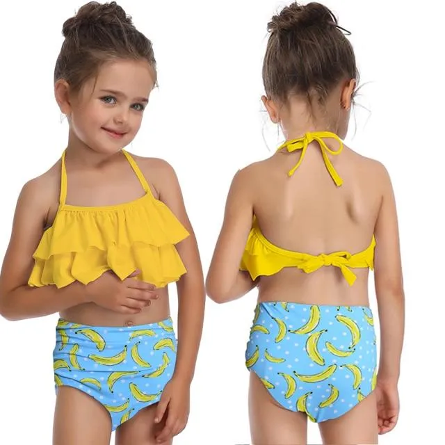 Stylish Cute Floral Print Bikini Sets For 2 -14 Years Old Girls