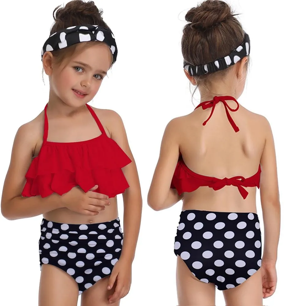 Stylish Cute Floral Print Bikini Sets For 2 -14 Years Old Girls