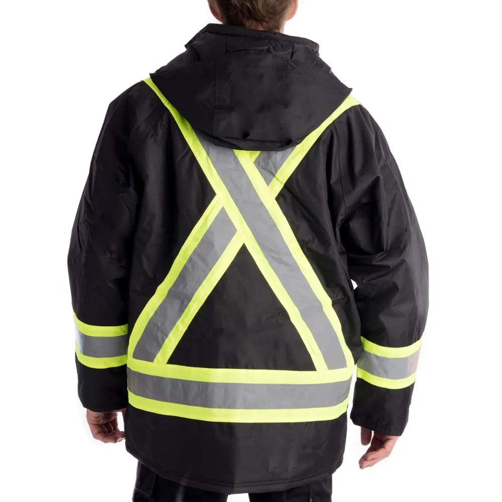 Viking Flame Resistant Journeyman 300D Ripstop Freezer Insulated High Visibility Parka 3957FRJ - Black