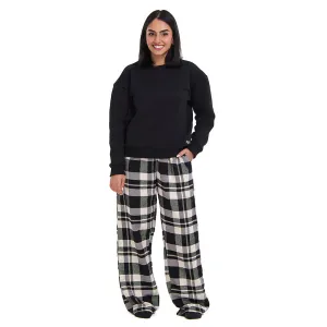 Women Winter Pajama Set Black Hoodie   Black x White Checkered Pants