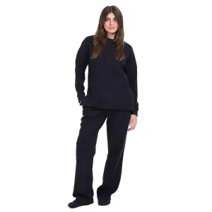 Women Winter Pajama Set Black Oversized Sweatshirt   Pants