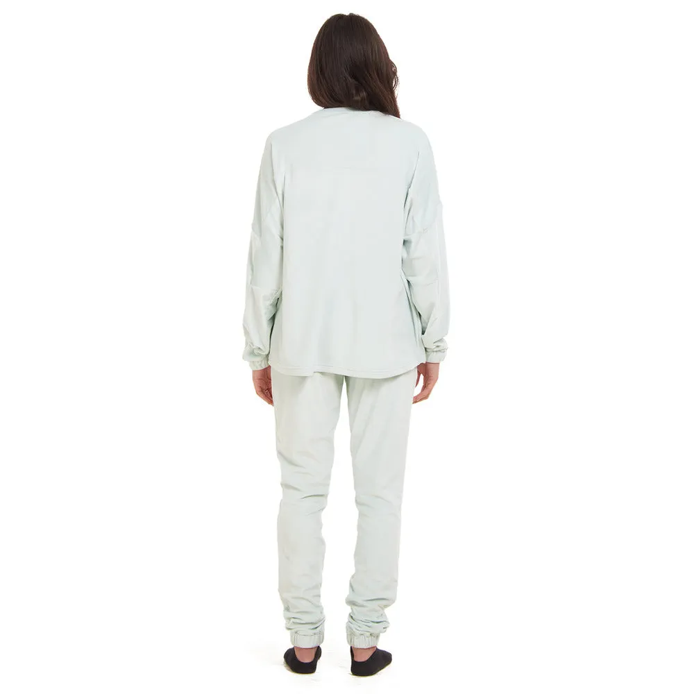 Women Winter Pajama Set Mint Sweatshirt   Pants