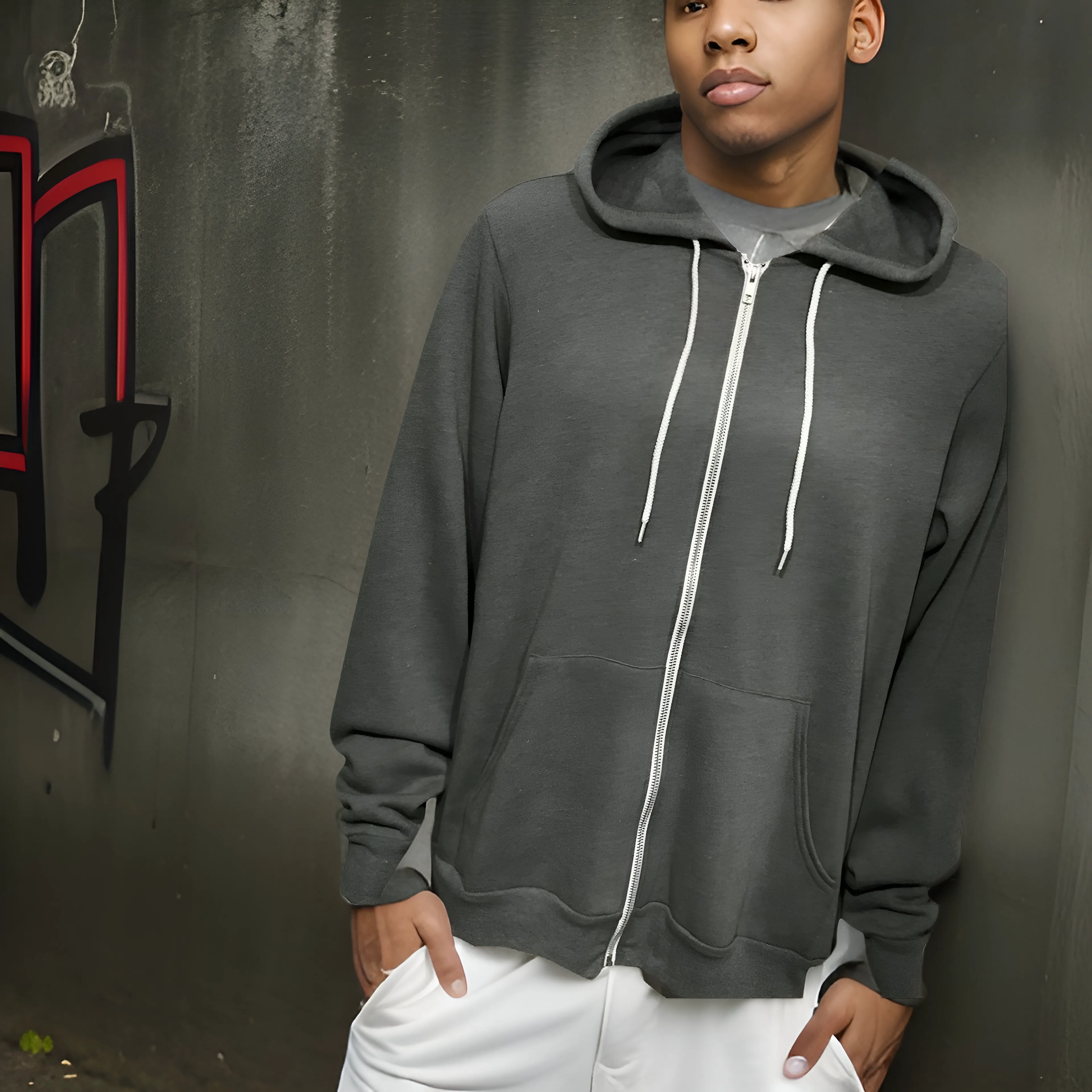 ^ZIP UP HOODIES^ (GREY) (LIGHTWEIGHT)