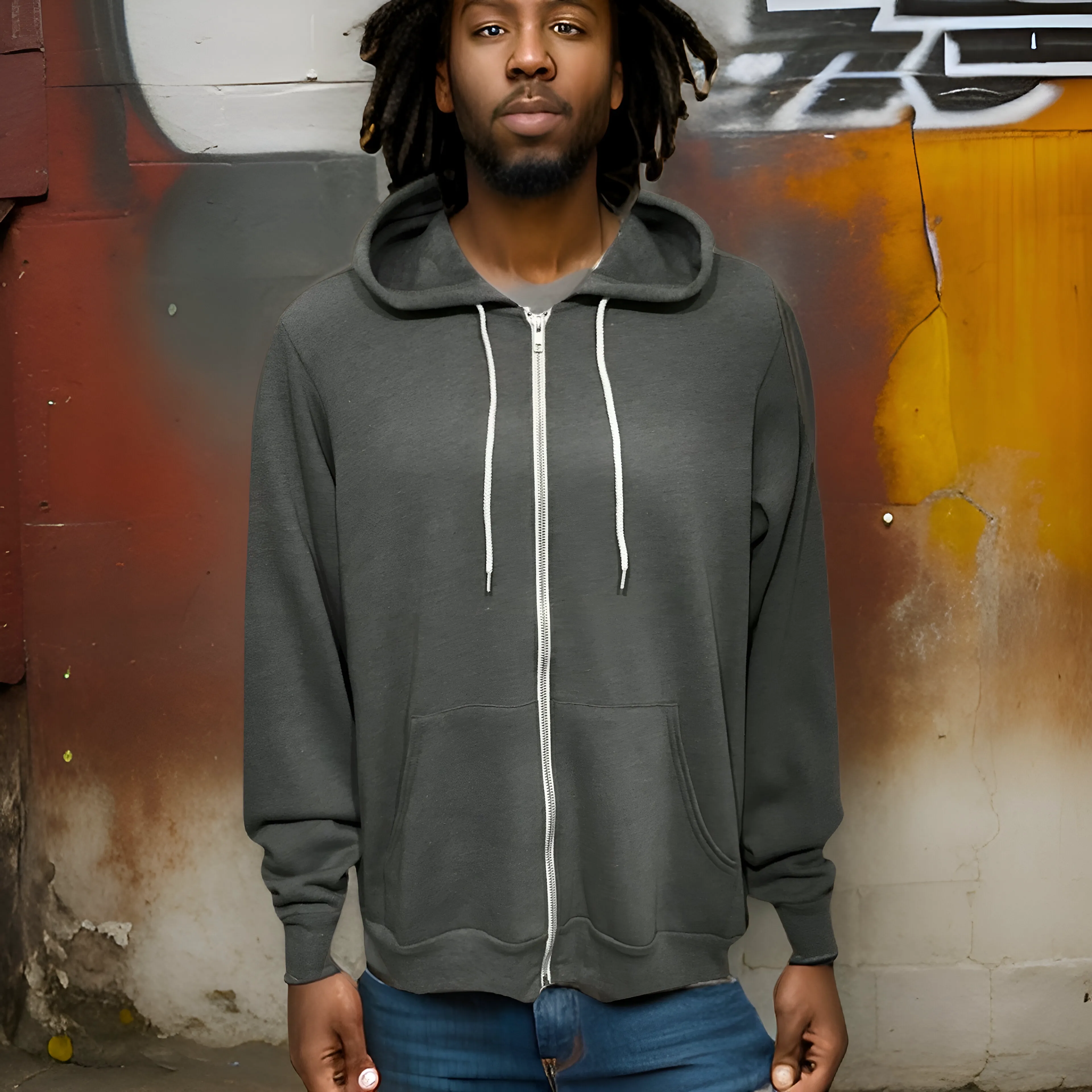 ^ZIP UP HOODIES^ (GREY) (LIGHTWEIGHT)